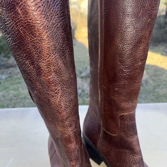 Vintage Civico 10 Brown Leather Riding Boots Women Sz 10 Braid Accent Side Zip - Picture 5 of 11